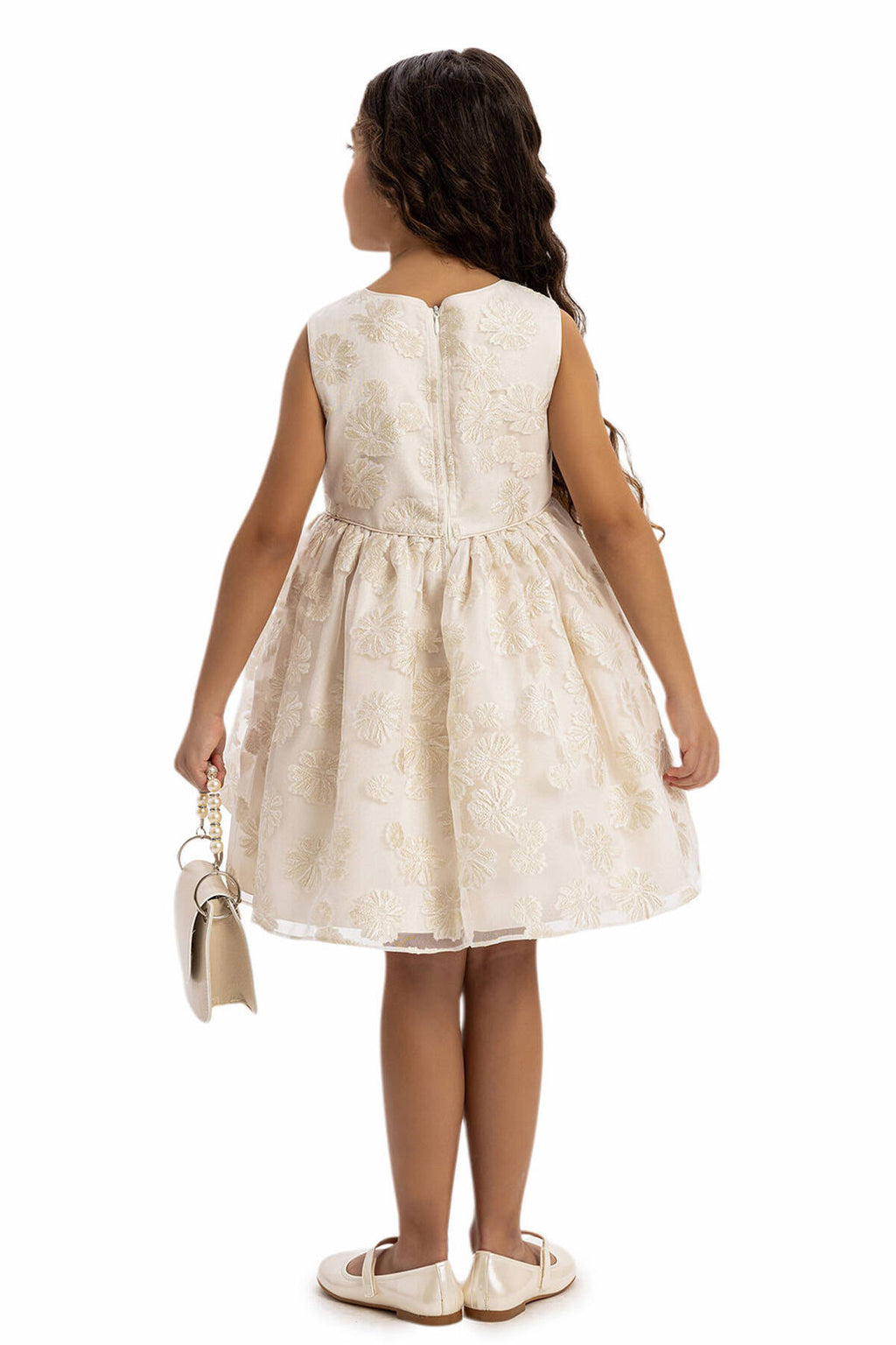 Beige Dress With Short Sleeve Bolero And Bag 3-7 Age 35369pr
