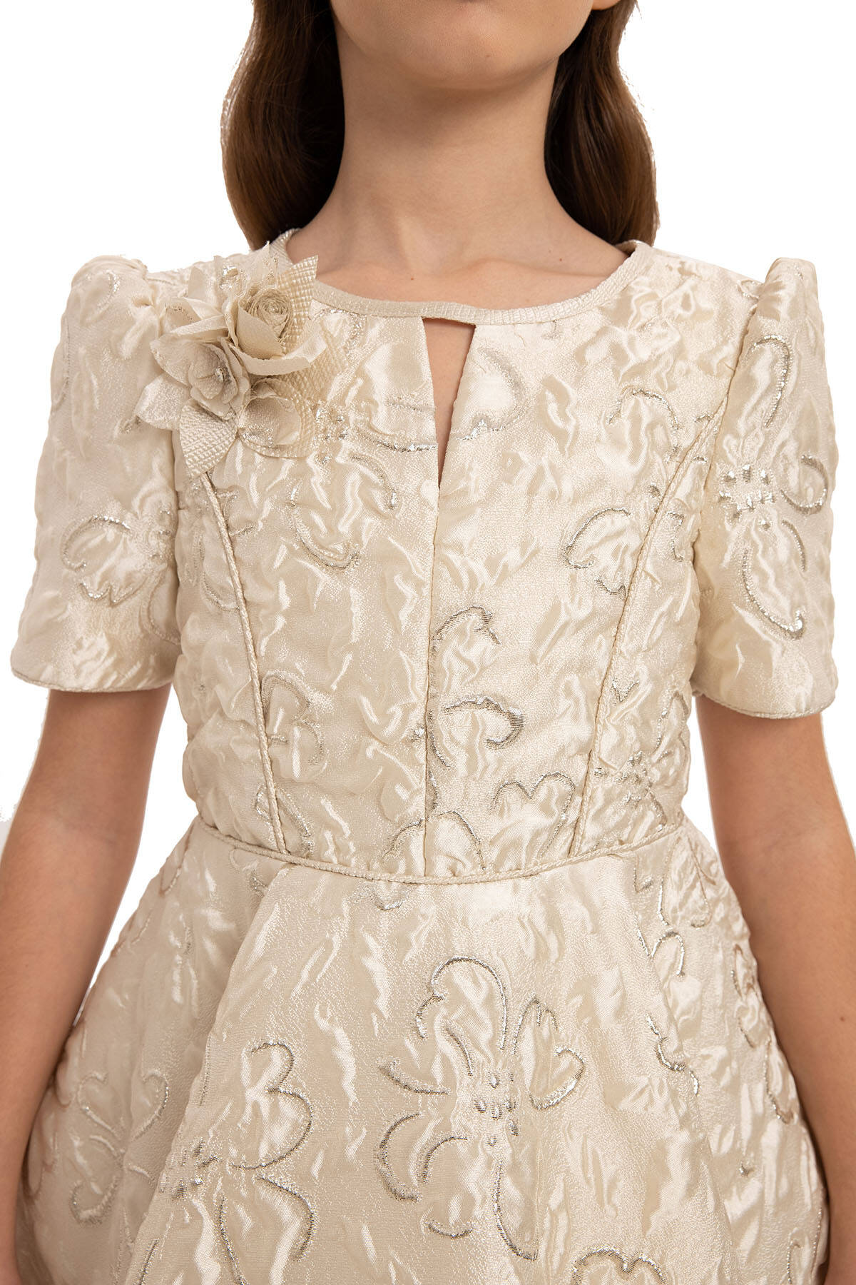 Beige Elegant Girls Dress With Matching Bag 8-14 Age 35377pr