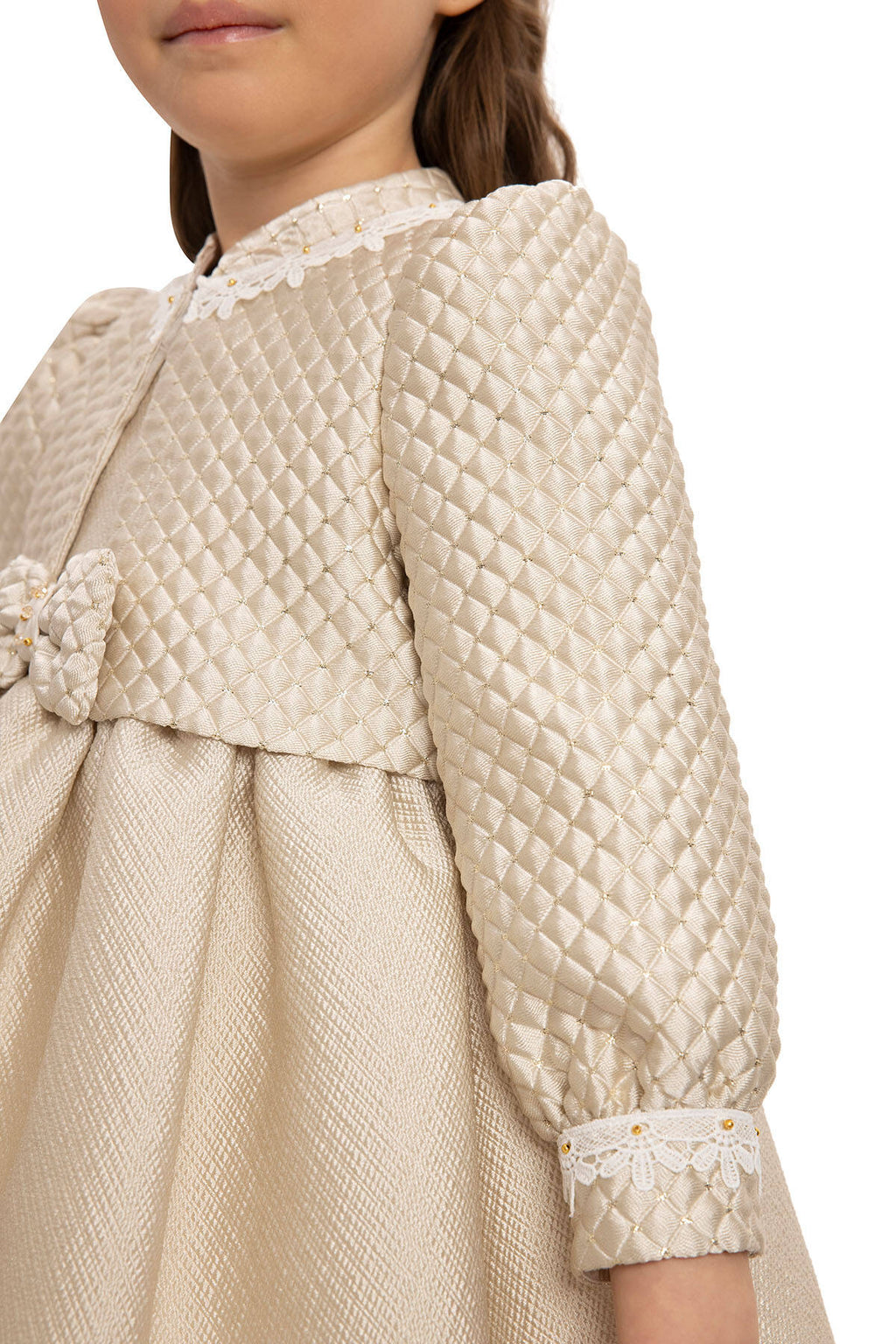 Beige Baby Dress With Jacket And Hair Accessory 6-24 Month 35399pr